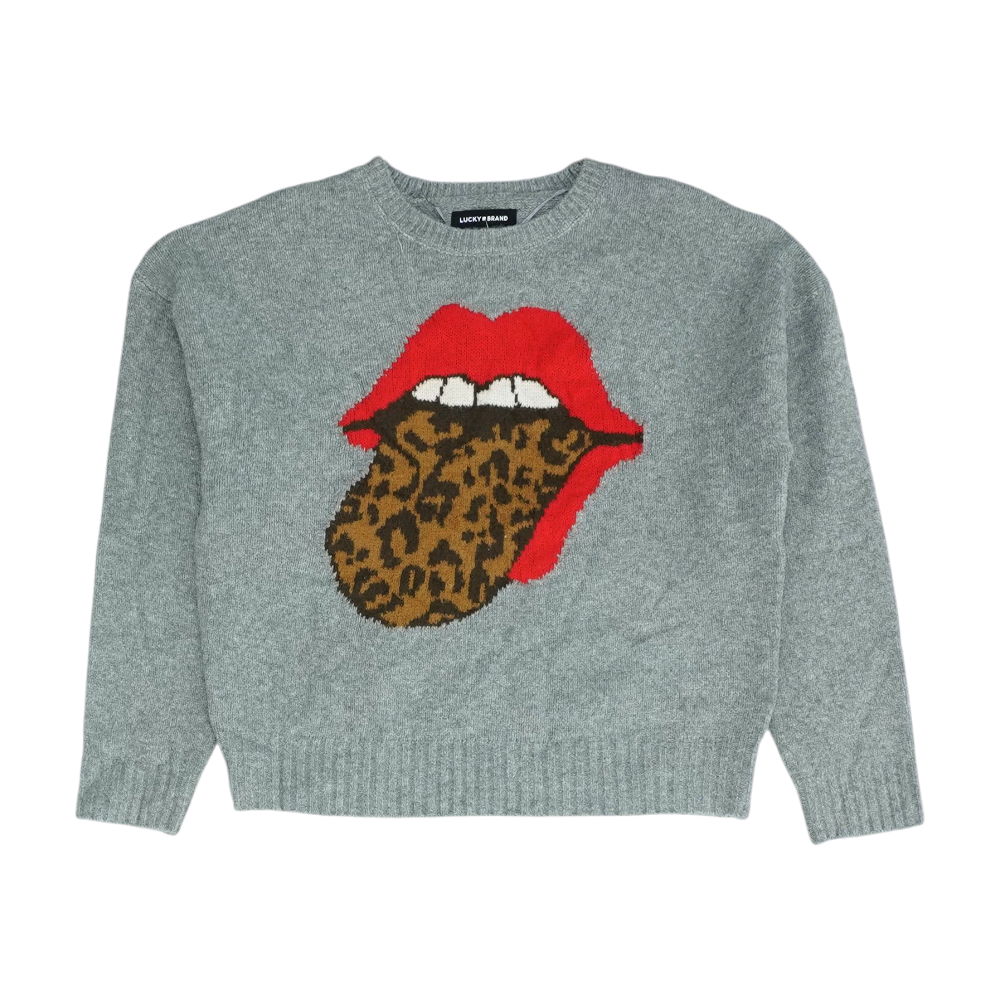 Gray Graphic Pullover Sweater