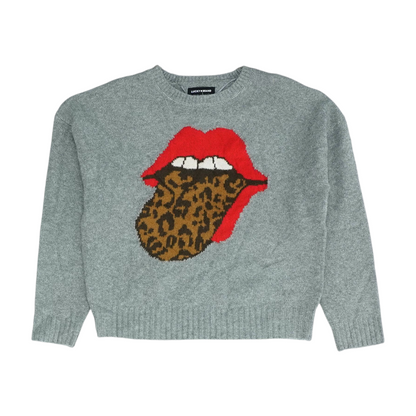 Gray Graphic Pullover Sweater