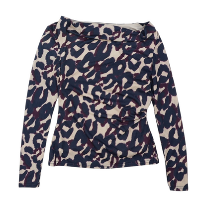 Navy Animal Print Blouse