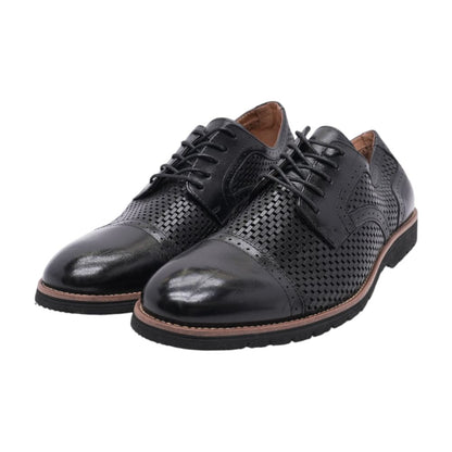 Black Leather Derby/oxford Dress Shoes