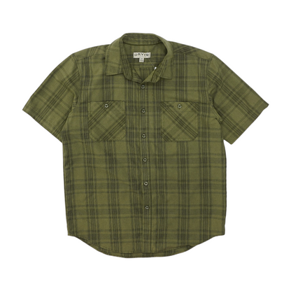 Green Plaid Short Sleeve Button Down