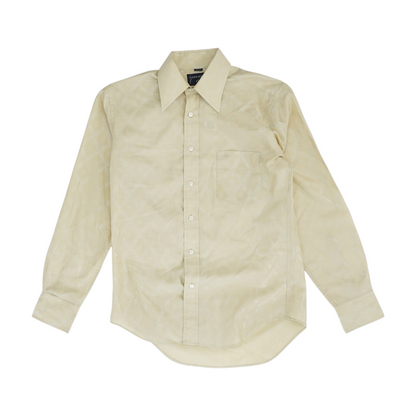 Vintage Beige Solid Long Sleeve Button Down
