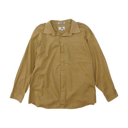 Vintage Tan Solid Long Sleeve Button Down