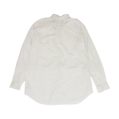 White Tall Solid Long Sleeve Button Down