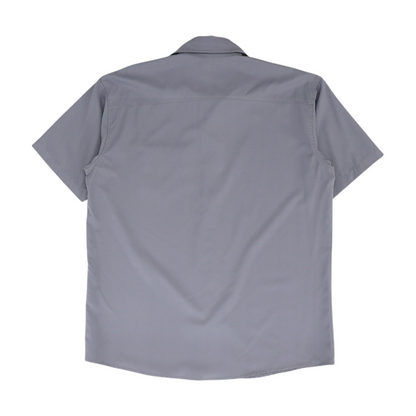 Gray Solid Short Sleeve Button Down