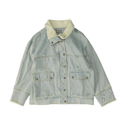 Blue Solid Denim Jacket