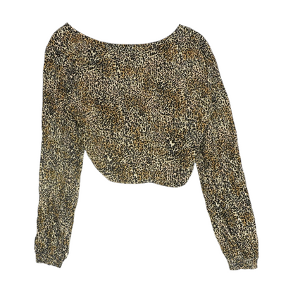 Beige Animal Print Cropped Blouse