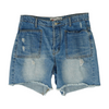 Blue Solid Denim Shorts