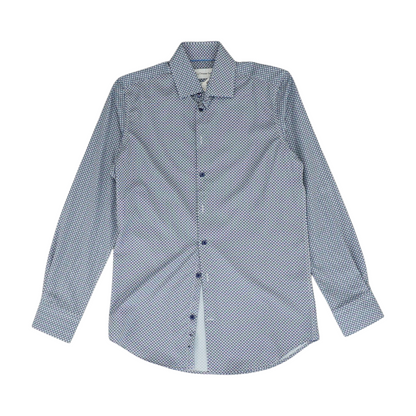 Blue Abstract Long Sleeve Button Down