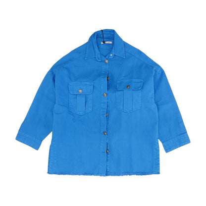 Blue Solid Denim Jacket