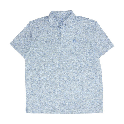 White Print Short Sleeve Polo
