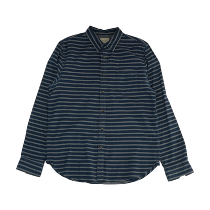 Navy Striped Long Sleeve Button Down