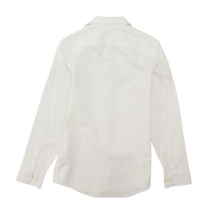 White Solid Long Sleeve Button Down