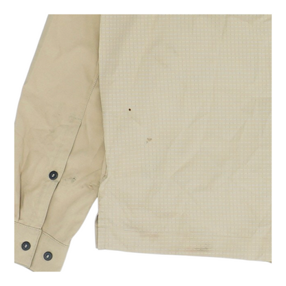 Beige Solid Outdoor Button Down