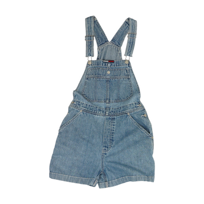 Vintage Blue Solid Overalls Shorts