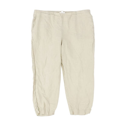 Beige Solid Pants