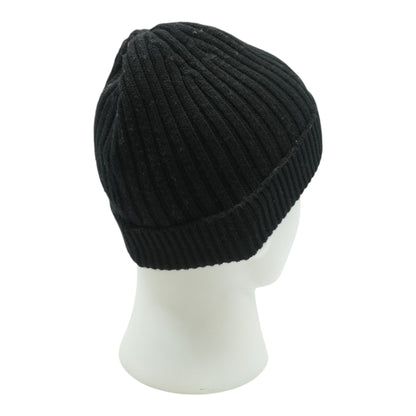 Ribbed Wool Logo Beanie Hat