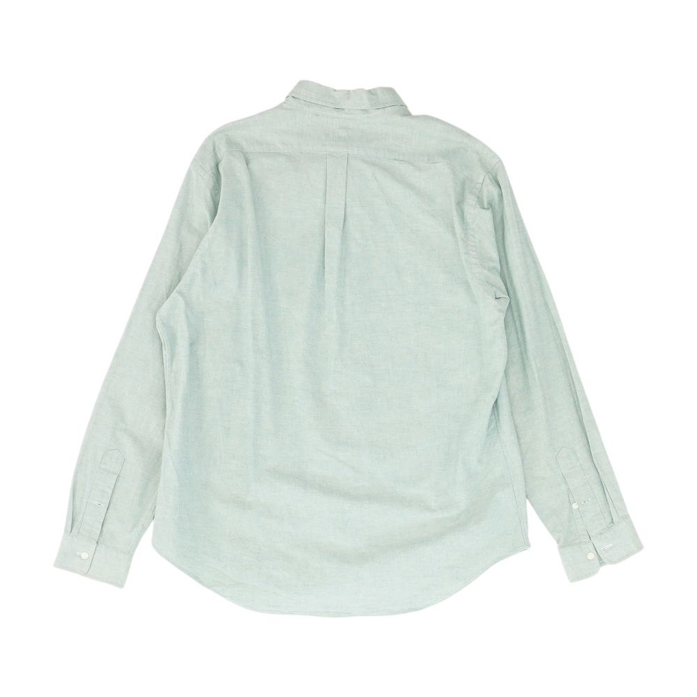 Green Solid Long Sleeve Button Down