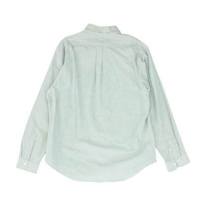 Green Solid Long Sleeve Button Down