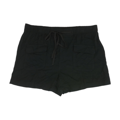Black Solid Knit Shorts