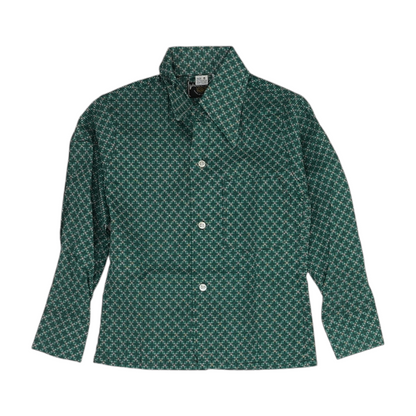 Vintage Green Abstract Long Sleeve Button Down
