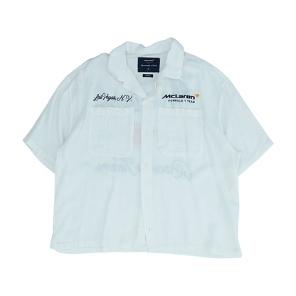 White Solid Short Sleeve Button Down