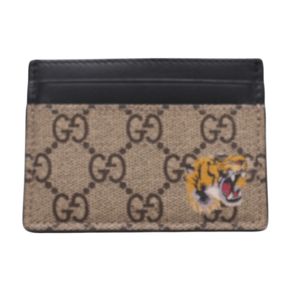 Brown Tiger Head Print GG Supreme Card Case