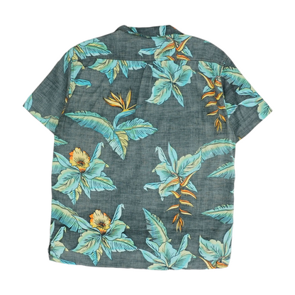Gray Tropical Short Sleeve Button Down