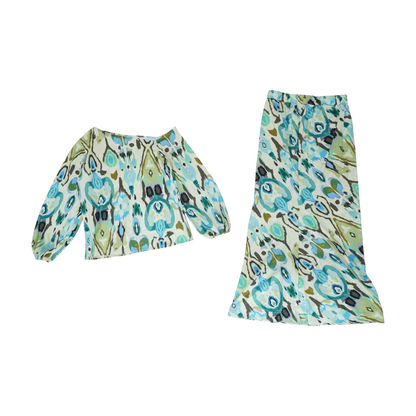 Green Abstract Skirt Set