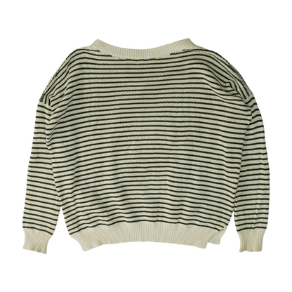 Ivory Striped Pullover Sweater