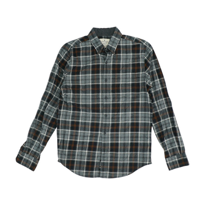 Gray Plaid Flannel Button Down
