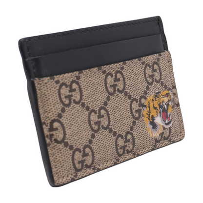 Brown Tiger Head Print GG Supreme Card Case
