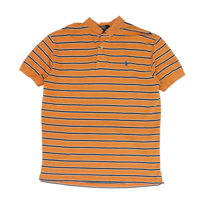 Orange Striped Short Sleeve Polo