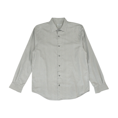 Gray Solid Long Sleeve Button Down