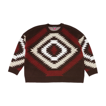 Burgundy Graphic Pullover Sweater