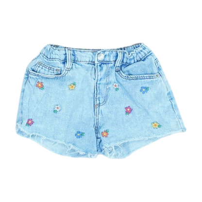 Blue Solid Denim Shorts