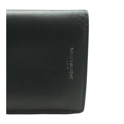 Black Credit Card Wallet in Drain De Poudre Leather