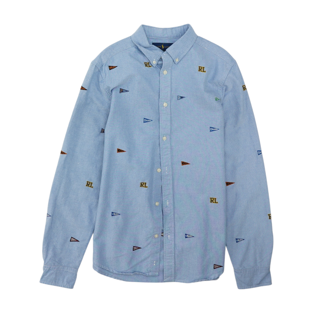 Blue Print Long Sleeve Button Down