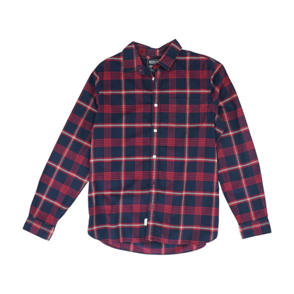 Navy Plaid Long Sleeve Button Down