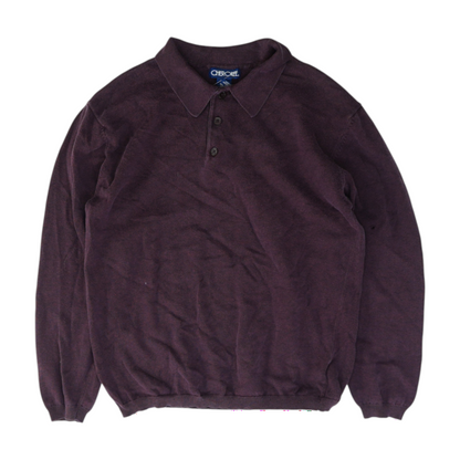 Burgundy Solid Long Sleeve Polo