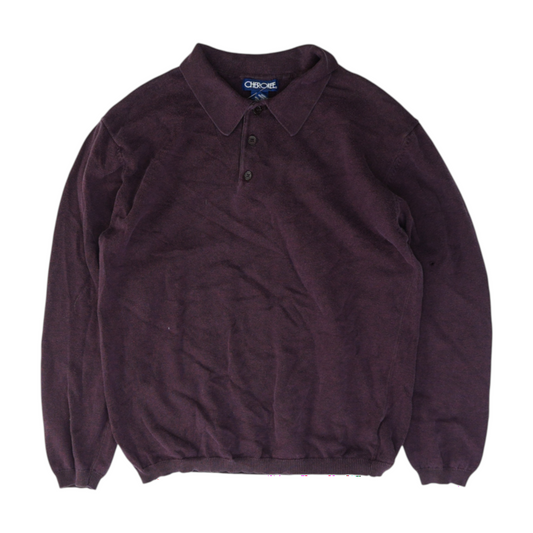Burgundy Solid Long Sleeve Polo