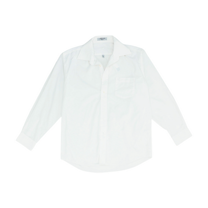 White Solid Long Sleeve Button Down