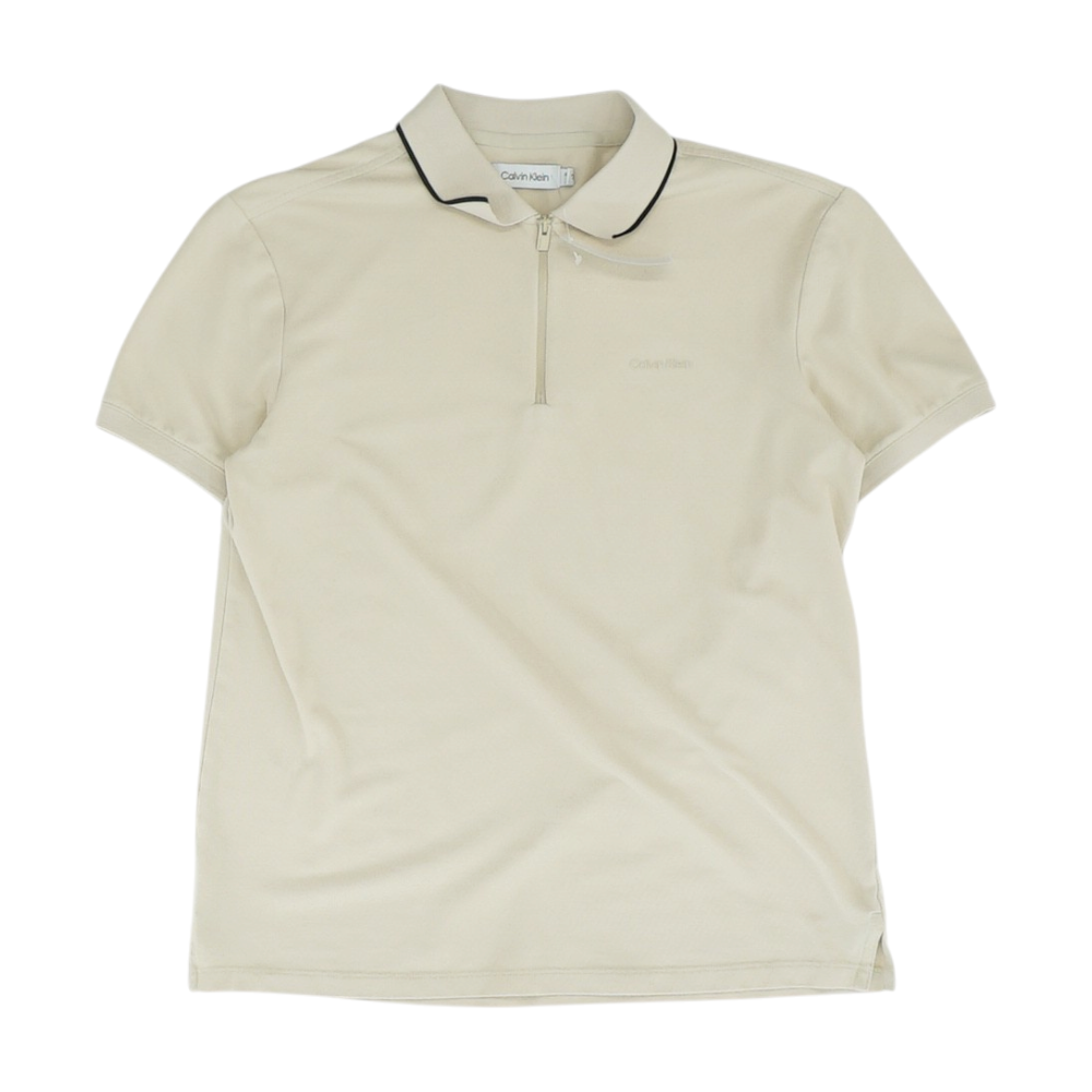 Tan Solid Short Sleeve Polo
