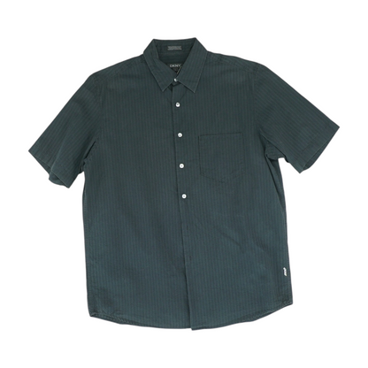 Black Solid Short Sleeve Button Down