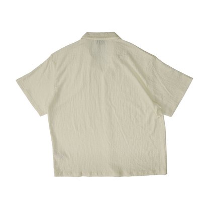 Ivory Solid Short Sleeve Button Down