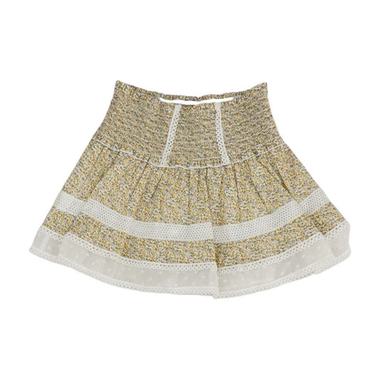 Beige Floral Midi Skirt