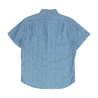 Blue Abstract Short Sleeve Button Down