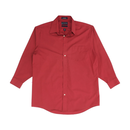Red Solid Long Sleeve Button Down