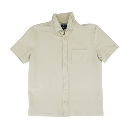 Tan Solid Short Sleeve Button Down