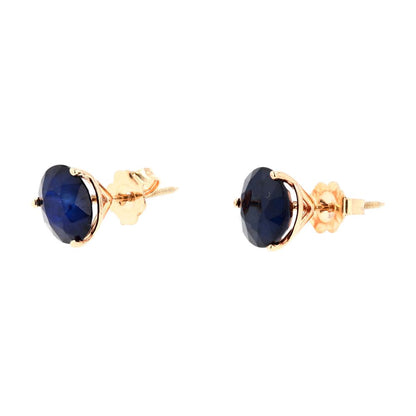 14K Gold Martini Set Round Dark Blue Stud Earrings